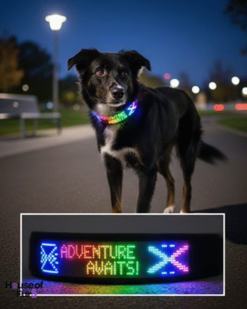 LED collar fashion for pets LED Dog Collar Rechargeable with Custom Text Display
