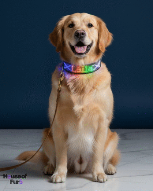 LED collar fashion for pets1 LED dog collar with bright light-up display for night walks