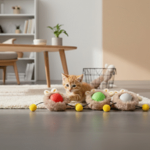 Interactive rolling ball toy keeping a cat engaged during indoor play