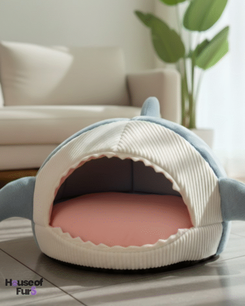 ped bed Whale Shaped Pet Cave Bed – Soft Plush Indoor Bed