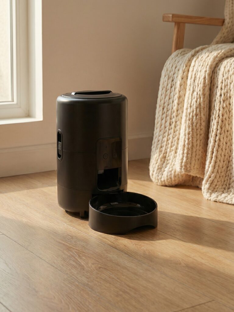 automatic wireless feeder for scheduled meal timings and portion, can be remotely operated by app