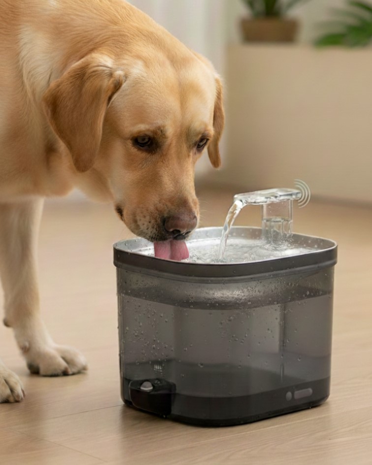 Wireless Stainless steel pet water fountain with motion sensor